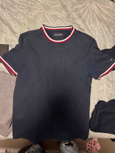 Tommy Hilfiger Navy Blue Striped Ribbed T-Shirt