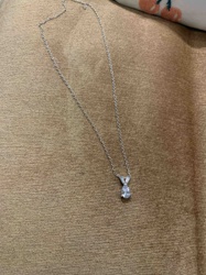 Silver-Toned Pear-Shaped Pendant Necklace