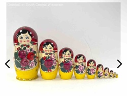 Set of 8 Russian Matryoshka Nesting Dolls, Floral Design