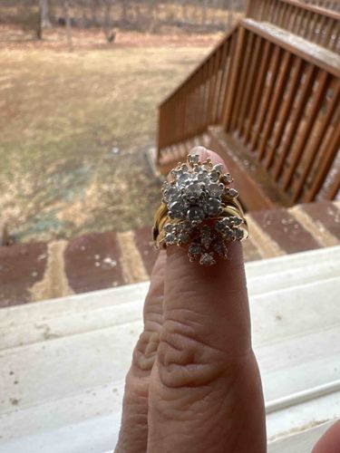 Two-Piece Diamond Cluster Wedding Anniversary Ring Set
