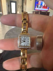 Citizen Quartz Ladies' Gold-Tone and Crystal Square Watch
