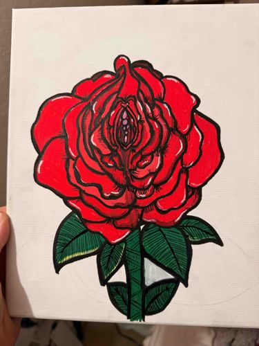 Vagina-Rose Canvas Painting