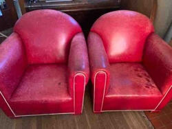 Pair of Vintage Red Tub Chairs