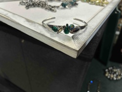 Silver-Tone Open Cuff Bracelet with Multi-Color Stone Accents