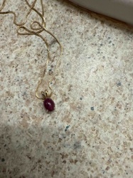 Gold Chain with Ruby Cabochon Pendant