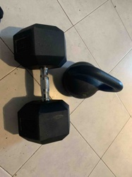 Rubber Hex Dumbbell and Kettlebell