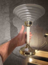 Vintage Art Deco Style Frosted Glass and Brass Torchiere Table Lamp