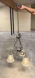 Three-Light Pendant Chandelier with Frosted Glass Shades