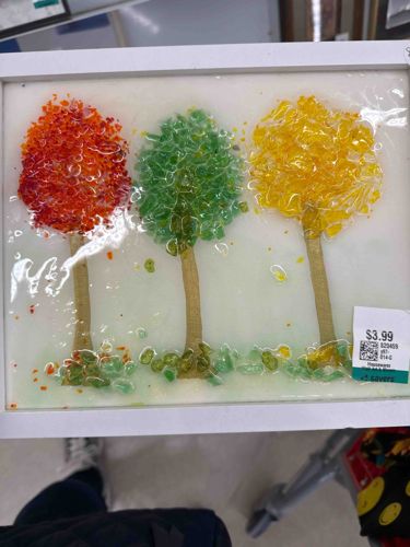 Fused Glass Fritted Seasonal Trees Artwork