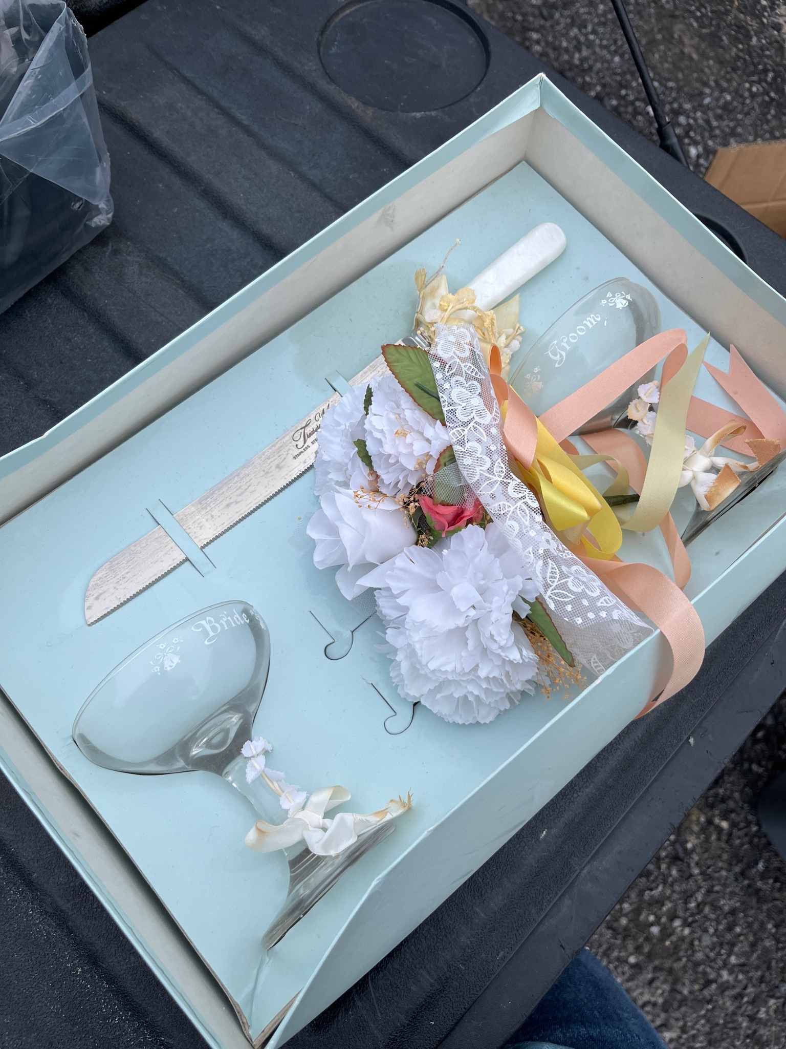 Submitted photo of Wedding Toasting Flutes and Cake Knife Set