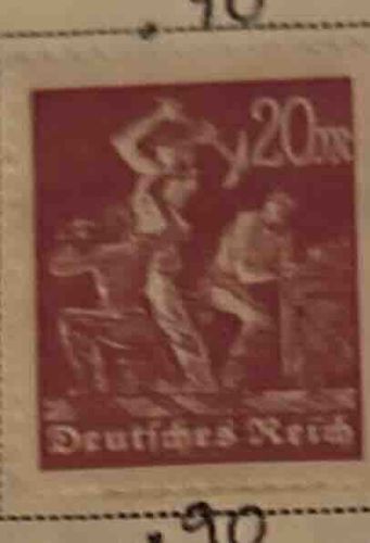 German 20 Pfennig Stamp - Laborer Motif