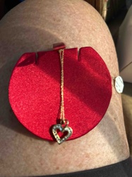 Gold-Toned Heart Pendant Necklace with Pave Stones