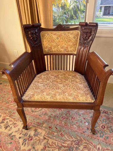 Victorian Griffin or Grotesque Carved Armchair