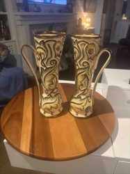 Pair of Applied Relief Decorative Ceramic Vases