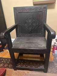 Carved Dark Wood Armchair