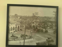 Framed Vintage Black and White Street Scene Photograph