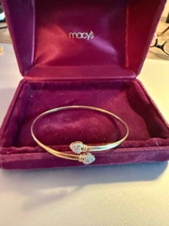 Gold-Tone and Pave Stone Bypass Bangle Bracelet