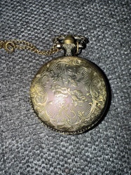 Ornate Gold-Tone Pocket Watch with Chain