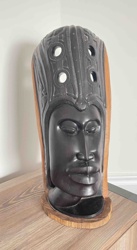 African Ebony Tribal Head Wood Carving