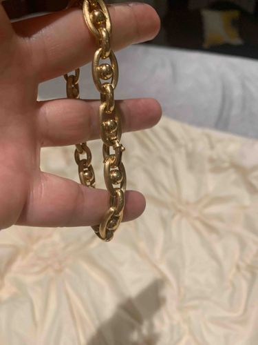 Gold Link Bracelet with Central Beads