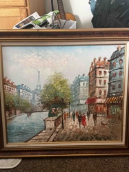 Parisian Street Scene Oil Painting