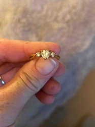 Three-Stone Heart and Round Gemstone Ring