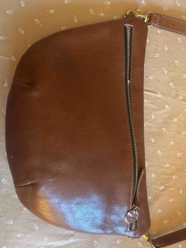Vintage Cognac Leather Crescent Hobo Bag