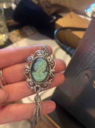 Iridescent Cameo Pendant with Tassel