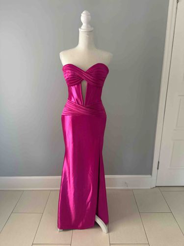 Hot Pink Strapless Sweetheart Gown with Cutout Bodice