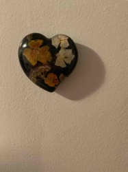 Heart-Shaped Dried Flower Resin Object