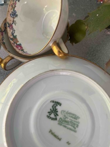 Charles Ahrenfeldt Limoges Porcelain Teacup and Saucer for Ovington's