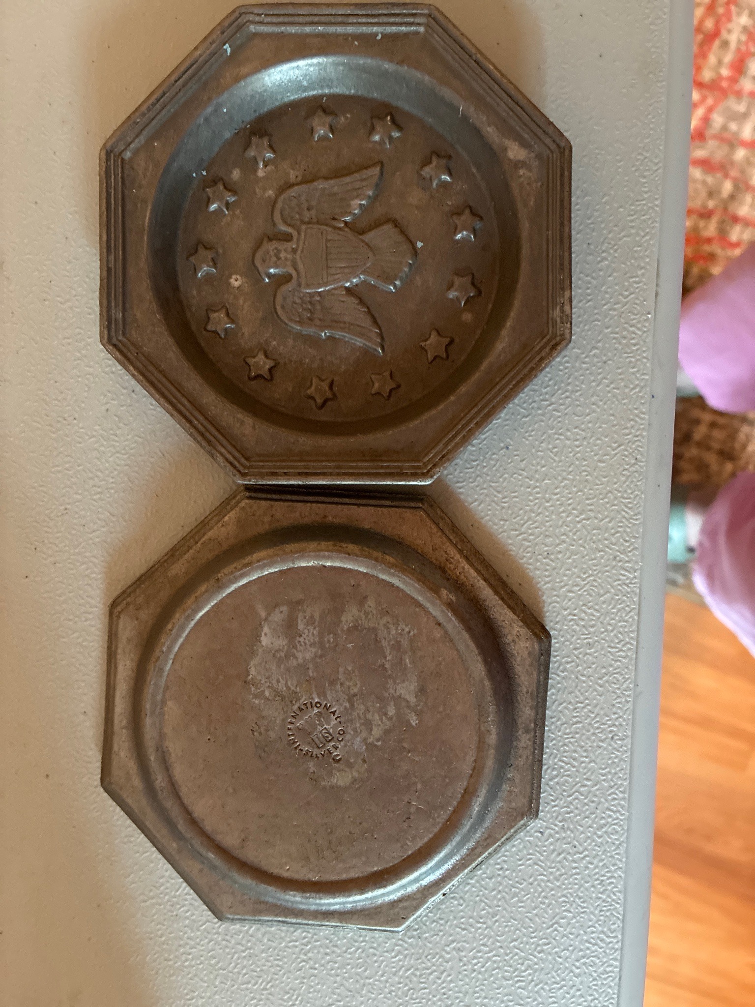 Submitted photo of Pewter coaster, attributed to International Silver Co.
