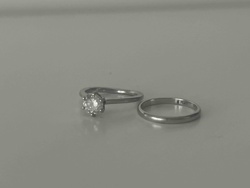 Platinum Solitaire Diamond Engagement Ring and Matching Wedding Band Set