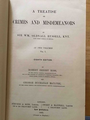 A Treatise on Crimes and Misdemeanors, Volume 1 (Eighth Edition, 1923)
