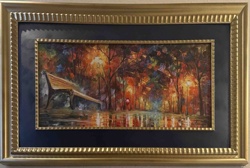 Impressionistic Night Park Scene Framed Artwork