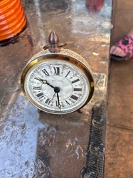 Vintage Europa Brass and Mother-of-Pearl Dial Small Table Clock