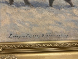 Painting of 'Zubry w Puszczy Białowieskiej'