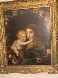 Madonna and Child with Floral Garland Painting