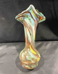 Multi-Colored Swirl Art Glass Vase