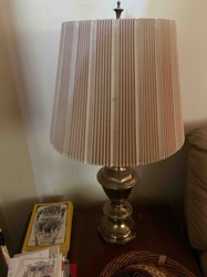 Traditional Brass-Toned Table Lamp with Pleated Shade