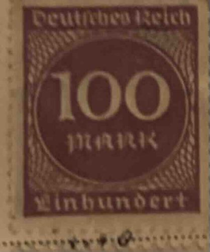 German Reich 100 Mark Postage Stamp (1923 Inflation Period)