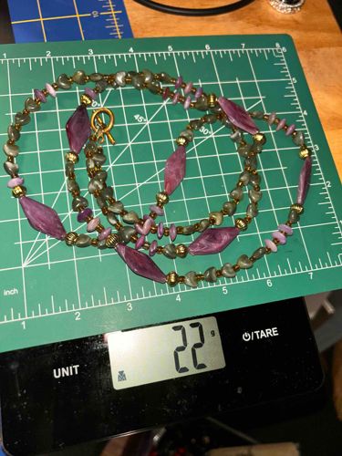 Multi-Strand Beaded Necklace with Purple and Greenish-Gray Beads