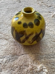 Glazed Ceramic Studio Pottery Vase with Abstract Decor