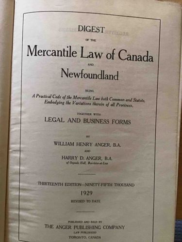 Digest of the Mercantile Law of Canada and Newfoundland, 13th Edition (1929)