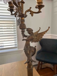 Figural Bronze/Brass Candelabrum with Winged Torchbearer