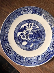 Blue and White Transferware Dinner Plate (Willow Pattern)