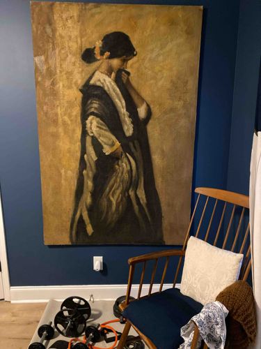 Figurative Painting of a Woman in a Studio Style