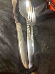 Vintage Floral Embossed Three-Piece Flatware Set