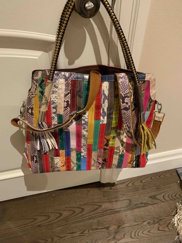 Patchwork Leather and Snakeskin Tote Bag
