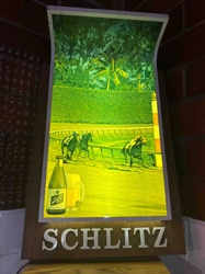Schlitz Lighted Bar Sign with Horse Racing Scene